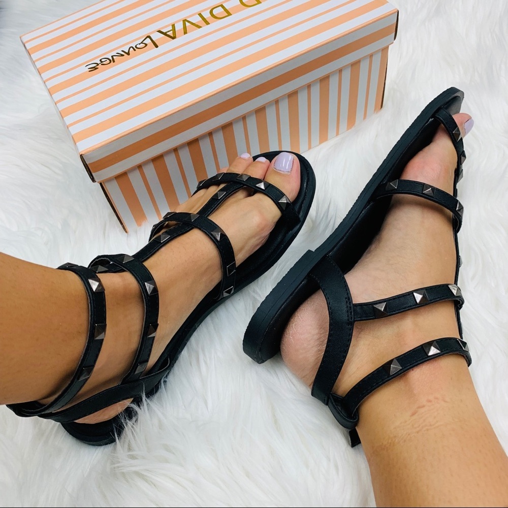 Black studded strap sandal - Picture 5 of 6